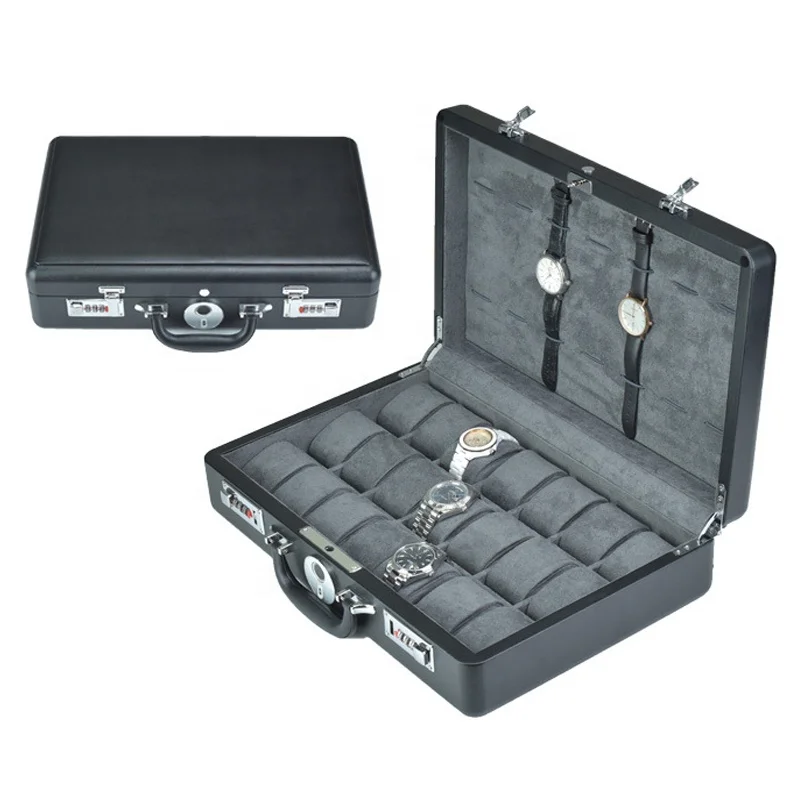 28 slots suitcase style watch storage case organizer for luxury watches