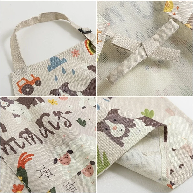 Custom printed cute kids cotton apron kitchen painting apron for kids cooking kid apron