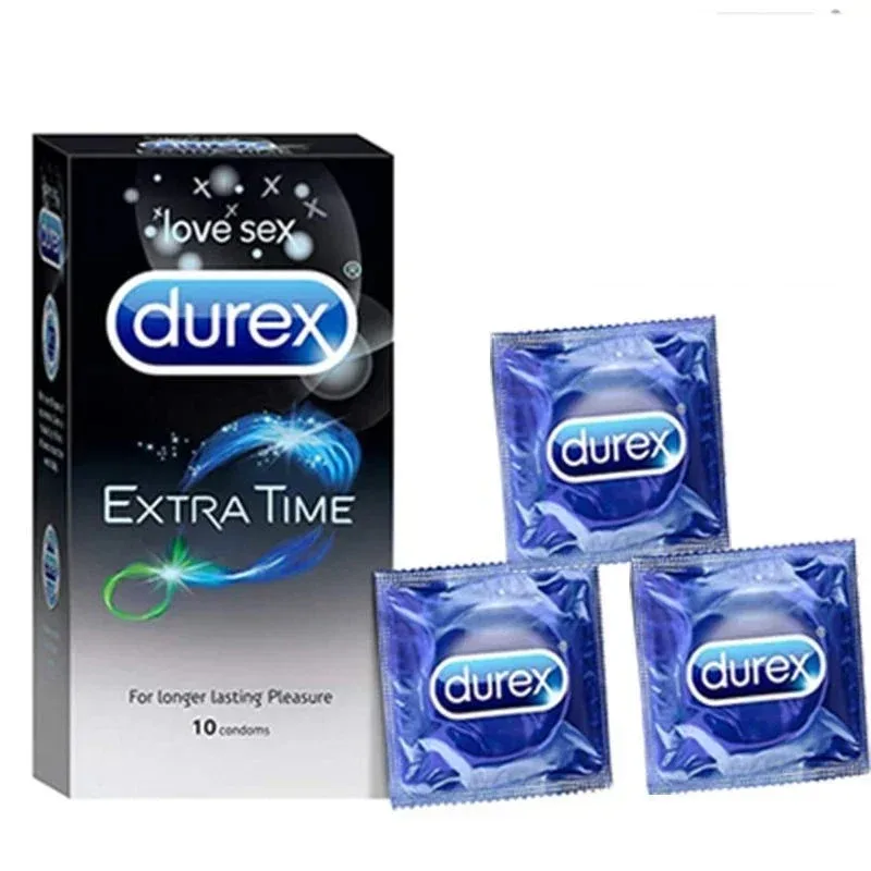 Durex Condom,Natural Latex Condoms Extra time for Extended Pleasure,Extra Thin Transparent Natural Rubber Condoms for Men