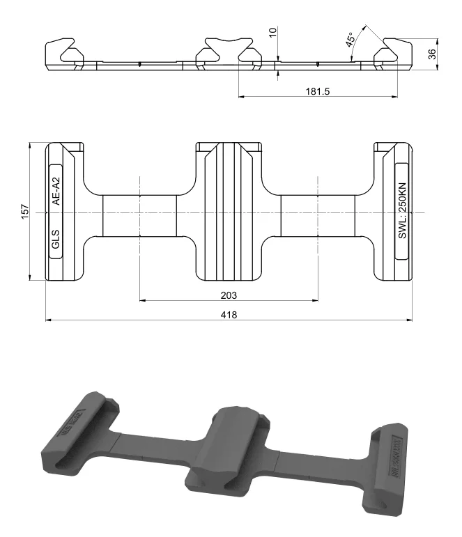 ISO Container Parts Twistlock Lashing Materials 45 Degree Container Dovetail Plate Double