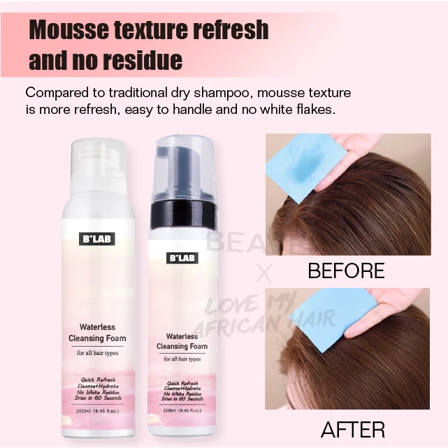 Private Label Waterless Cleansing Foam Cleanse and Smooth Dry Shampoo Mousse