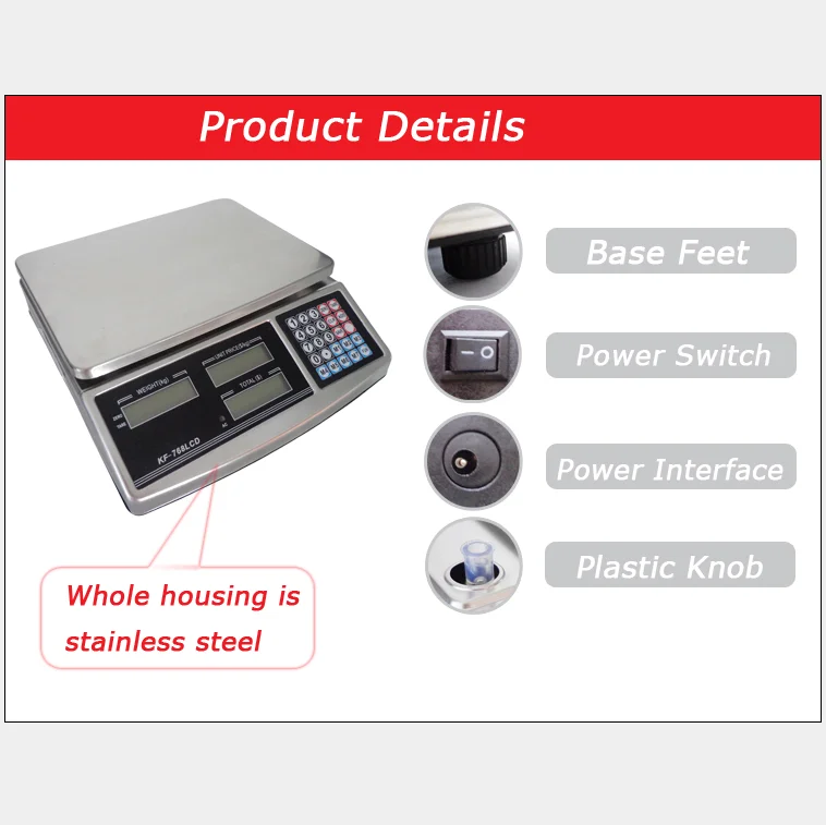 Precision stainless electronic weighing scale manufacturer 30kg 40kg/5G ACS-768