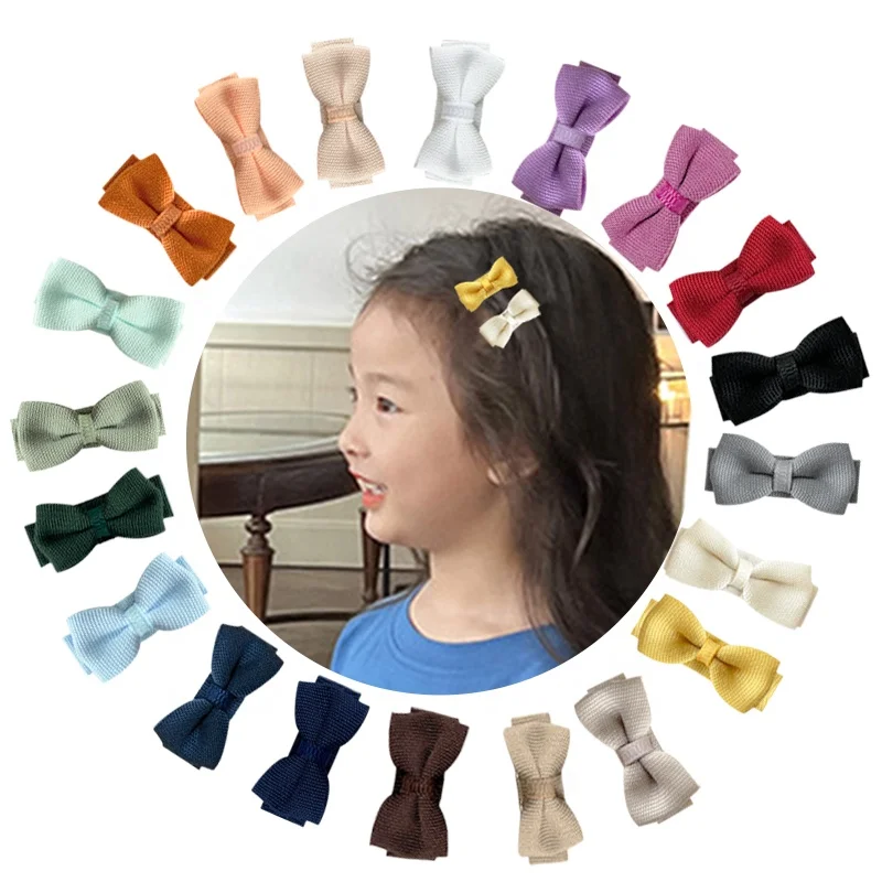 Wholesale Mini Hair Accessories Fabric Bow Hair Clips Set Korean Style Boutique Hair Clips for Newborn Baby Girls Kids