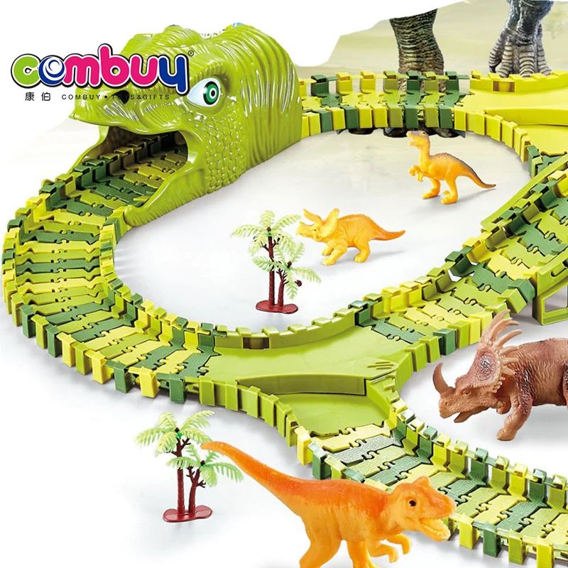 Rail cars set assembly kids 240PCS dinosaur track toy for DIY