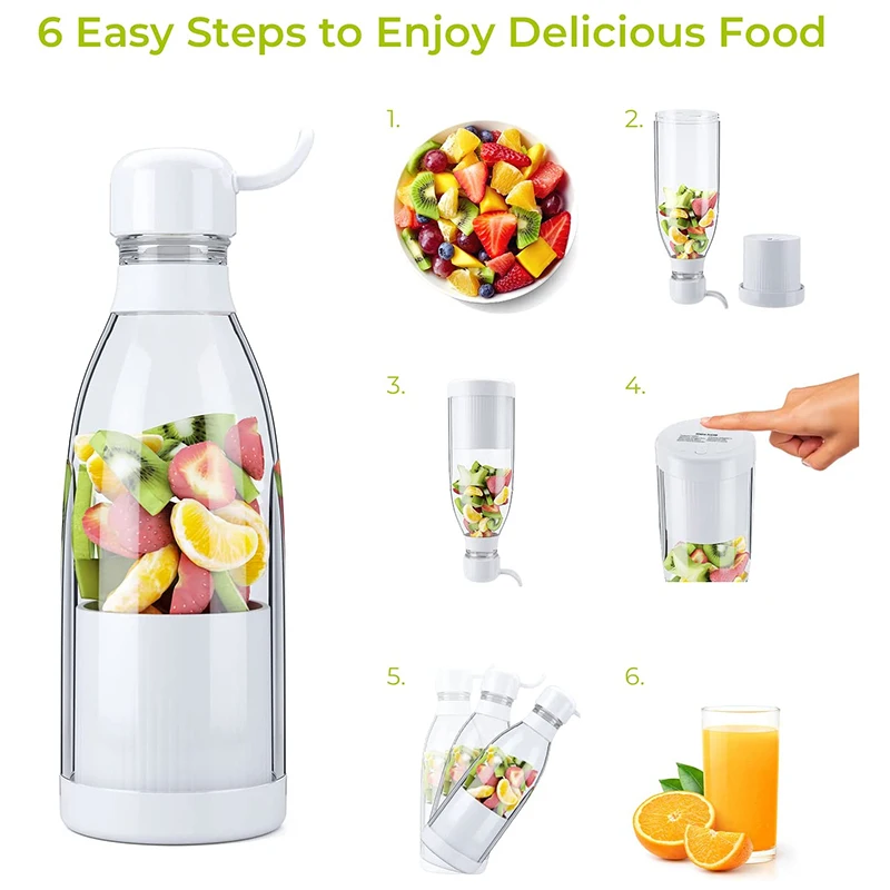 4 Blades Portable Blender Personal Blender for Fresh Juice Shakes and Smoothies Water Bottle Juicer Fruit Mixer USB Blender