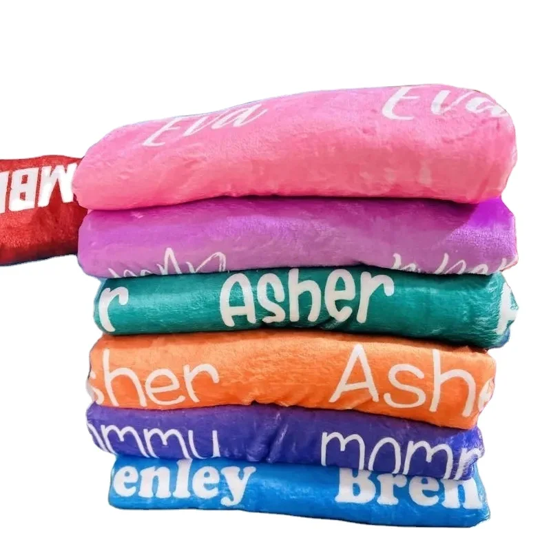 OEM Custom Printed Plush Polyester Soft Screened Embroidered Print towel Bed Throw Custom Logo Blanket with Your Design