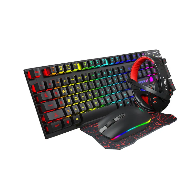 Заводская оптовая продажа Usb проводной комплект для ПК водонепроницаемый мультимедийный светодиодный подсветка светящаяся игровая клавиатура мышь