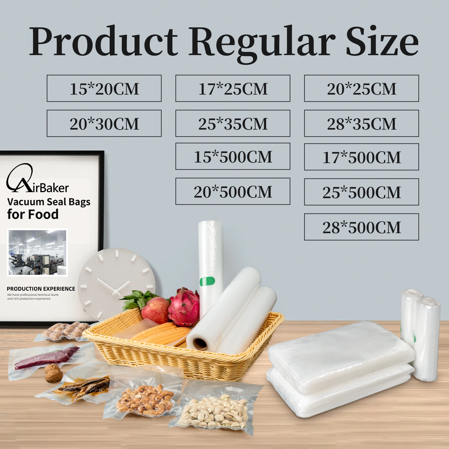 New Technology 70 Micron  Rice Packaging Stock PA PE Fruits Vegetables Sea Food Meat Pork Storage Embossed Vacuum Bag