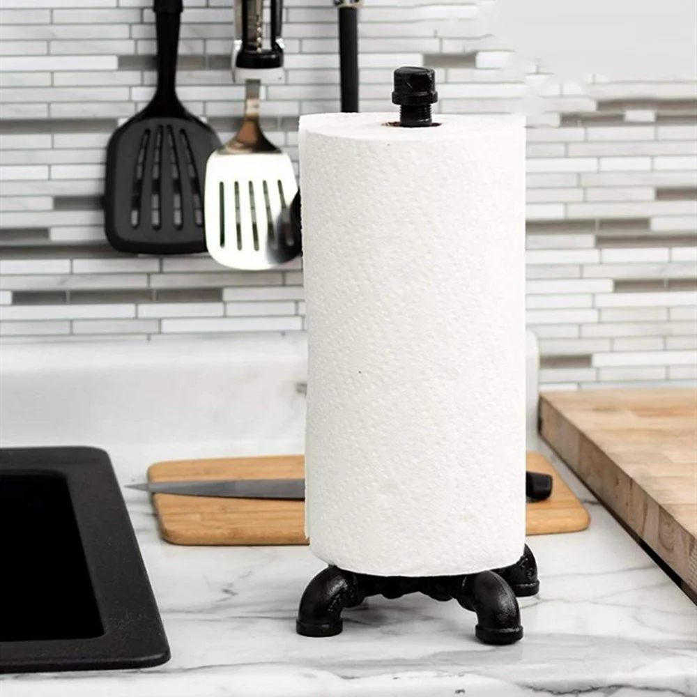 Black Electroplated Industrial Pipe Paper Holder Paper Holder Tissue Stand Funny Toilet Paper Kitchen Towel Holder