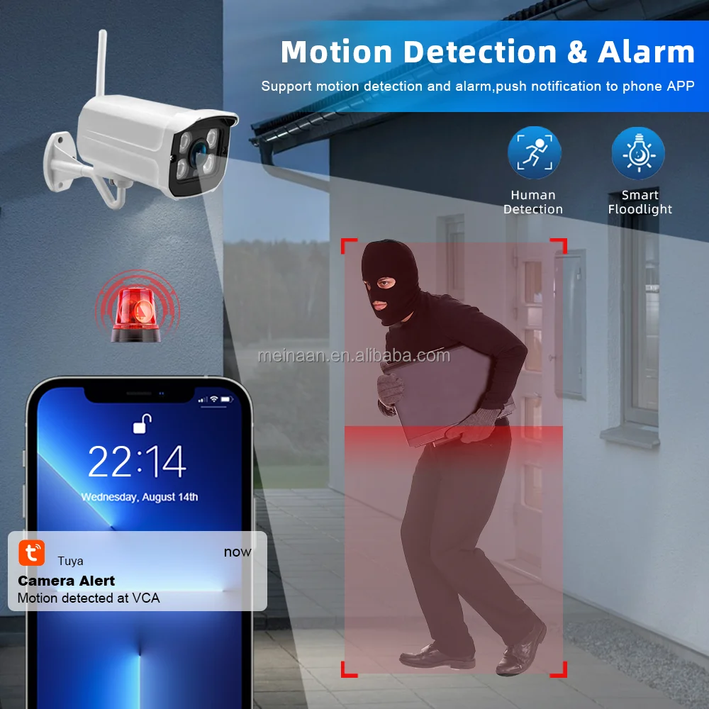 4CH 2MP Wireless WiFi NVR Surveillance Camera Set System Outdoor Kit Tuya Smartlife Wireless Security CCTV Camera System