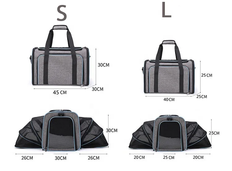 Pet Reflective Airline Approved Durable Breathable Foldable Soft Sided Mesh Outdoor Pet Dog Carrier Travel Bag