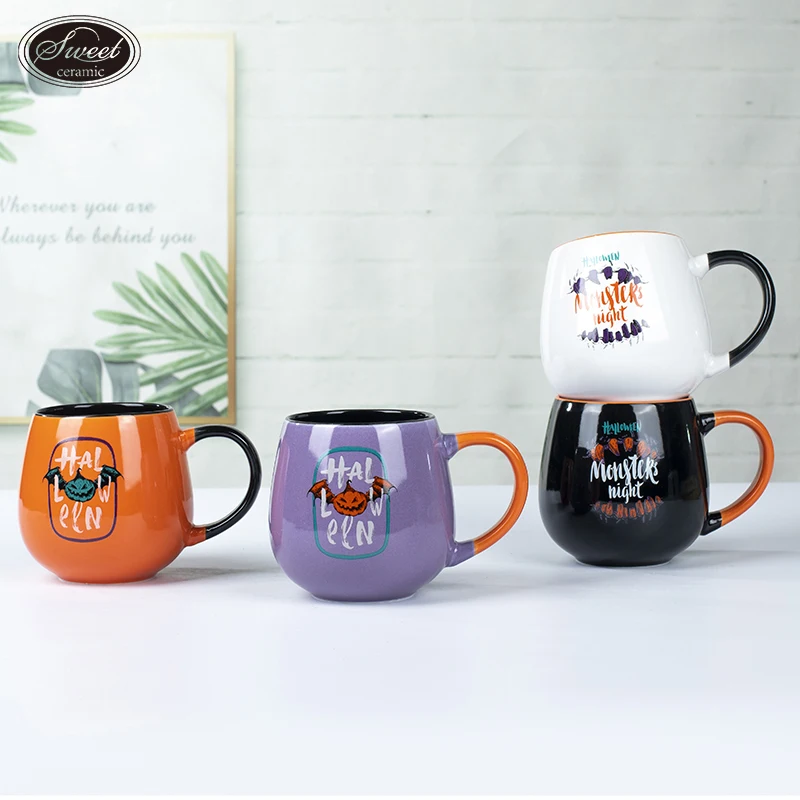 Creative ceramic pumpkin tea beer milk cup belly shape festival  Halloween gift Cartoon Ghost mug Fun breakfast milk coffee mug