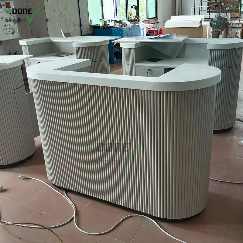 Best Selling Curved Luxury Front Desk White Modern Spa Reception Desk Counter For  Front Table reception Desk Beauty Salon