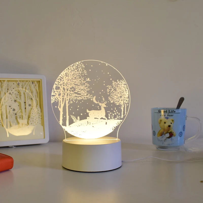 Оригинальная Подключаемая акриловая настольная лампа, 3d светодиодный ночник для подарков, художественное оформление