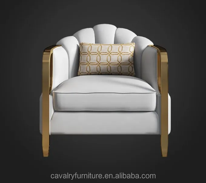 Modern Stainless Steel Nappa leather Sofa Living Room furniture 1 2 3 Sofa Set