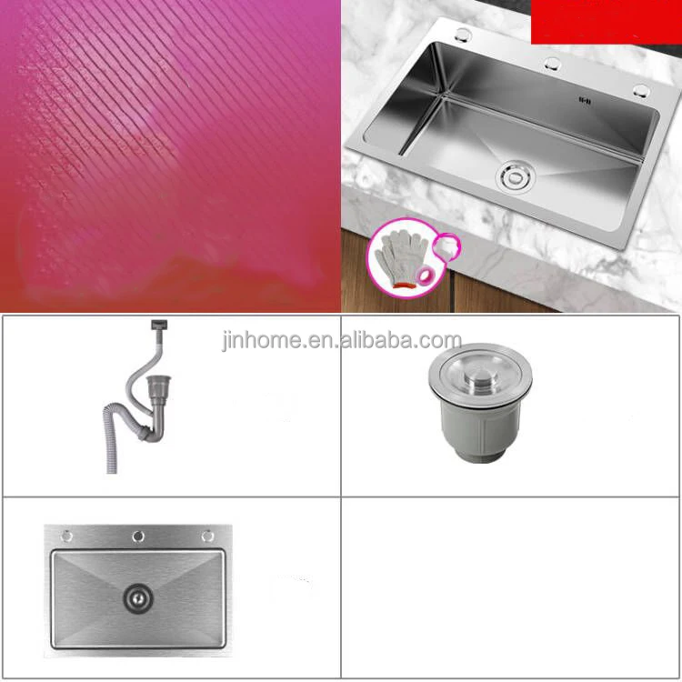 Stainless Steel Step Handmade Above Mount Waterfall Faucet multifunction triple bowl Kitchen sinks for the kitchen