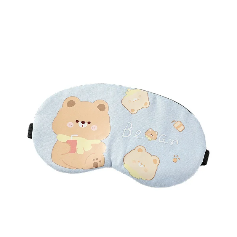 Cute bear print animal design polyester sleep mask promotional sale polyester cheap eye mask for sleeping