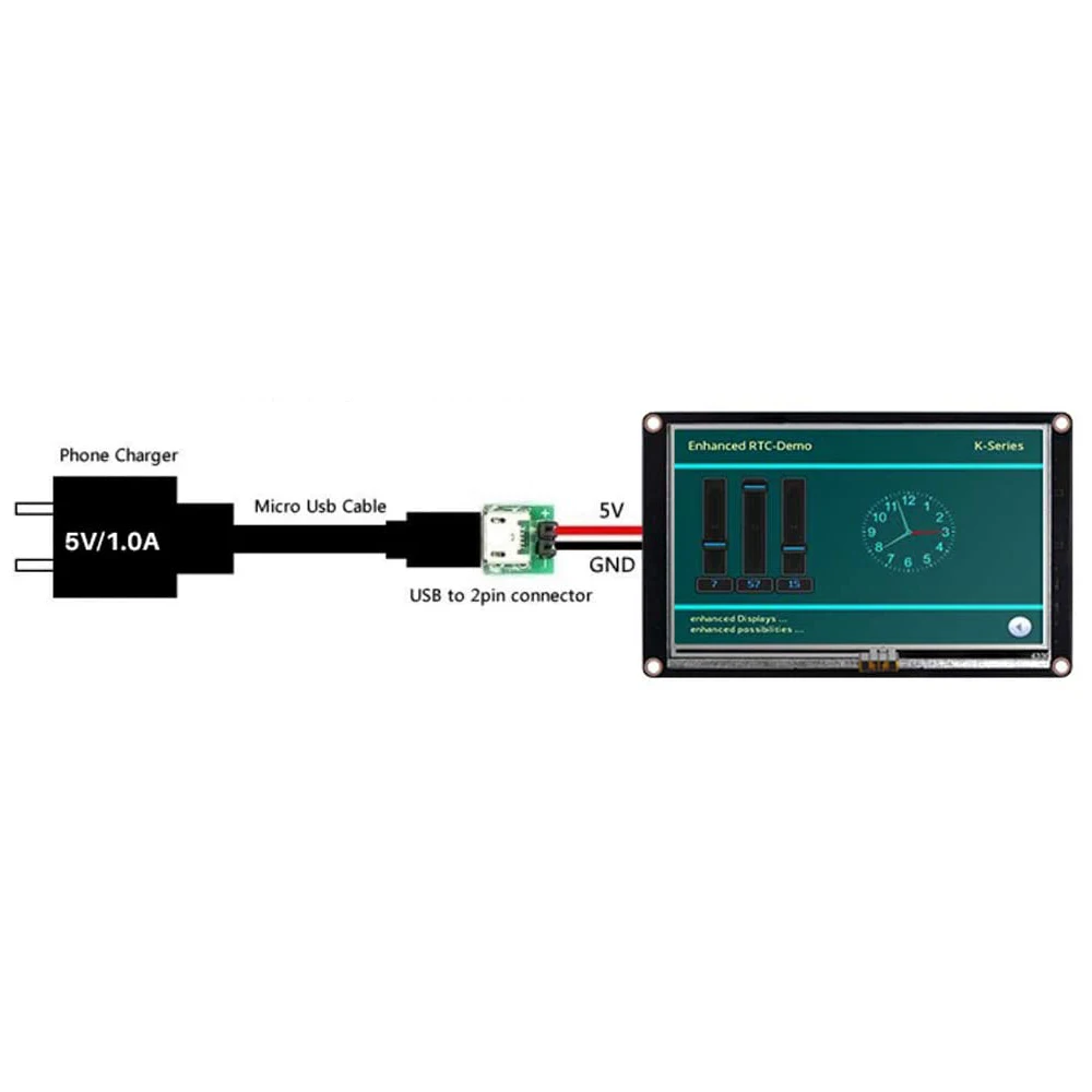 7 inch Enhanced NX8048K070-011C HMI Capacitive Touch Screen TFT LCD Display 800x480 with Enclosure Case for Arduino Raspberry Pi