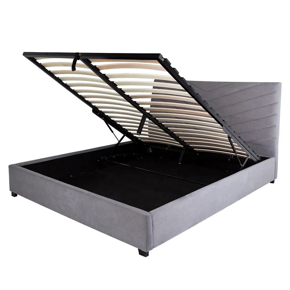 Новый дизайн, белая кожаная кровать для хранения с деревянной доской, основание для кровати