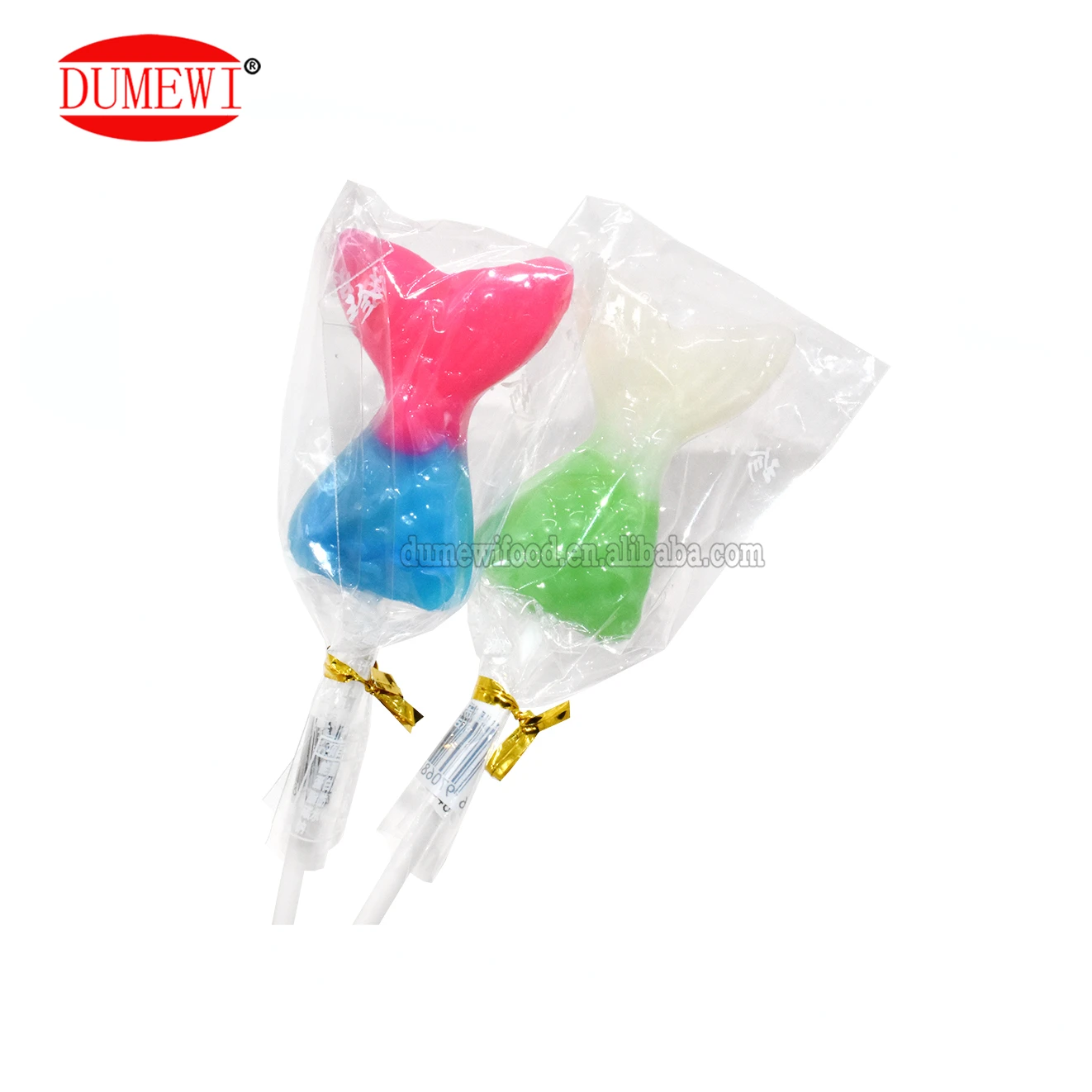 OEM candy maker cartoon marine animal long stick handle supplier two color details high quality hard candy lollipop
