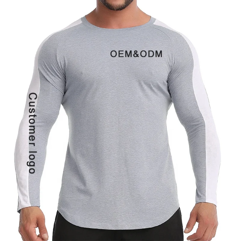 Спортивная одежда, Новое поступление осенней одежды, спортивная одежда с длинным рукавом, топы для тренировок в тренажерном зале, большие размеры, мужские спортивные футболки с круглым вырезом