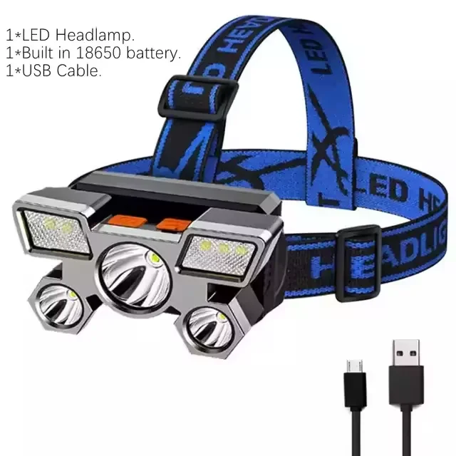 MINGCHAN Headlamp With Built-in 18650 Battery USB Rechargeable Portable Flashlight Lantern Headlamp Outdoor Camping Headlight