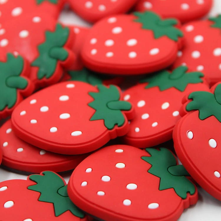 Factory Designer Promotional Product In Stock Creative Cartoon Strawberry Pvc Rubber Promotional Refrigerator Fridge Magnets