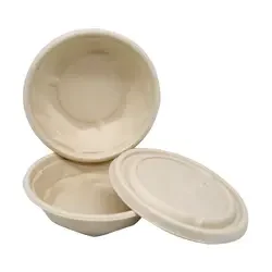 Compostable Biodegradable Disposable 24 /32 oz round bowl Sugarcane Bagasse Pulp Salad Soup Bowl