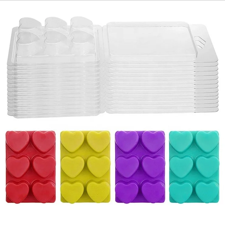 
Custom Wax Melt Clamshells Molds Clear Empty Plastic Cube Tray for Wickless Wax Tarts Candles 
