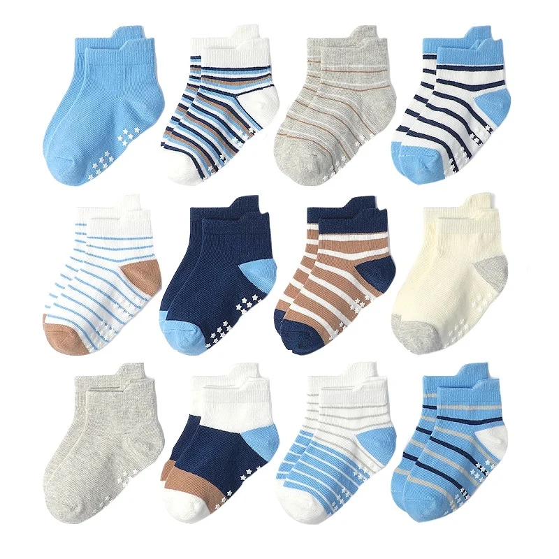 Newborn Baby Boy Toddler Knitted Knee-High Kid Socks Cute Cartoon Animal Floor Grips Organic Cotton Anti-Slip Slipper Walk Socks