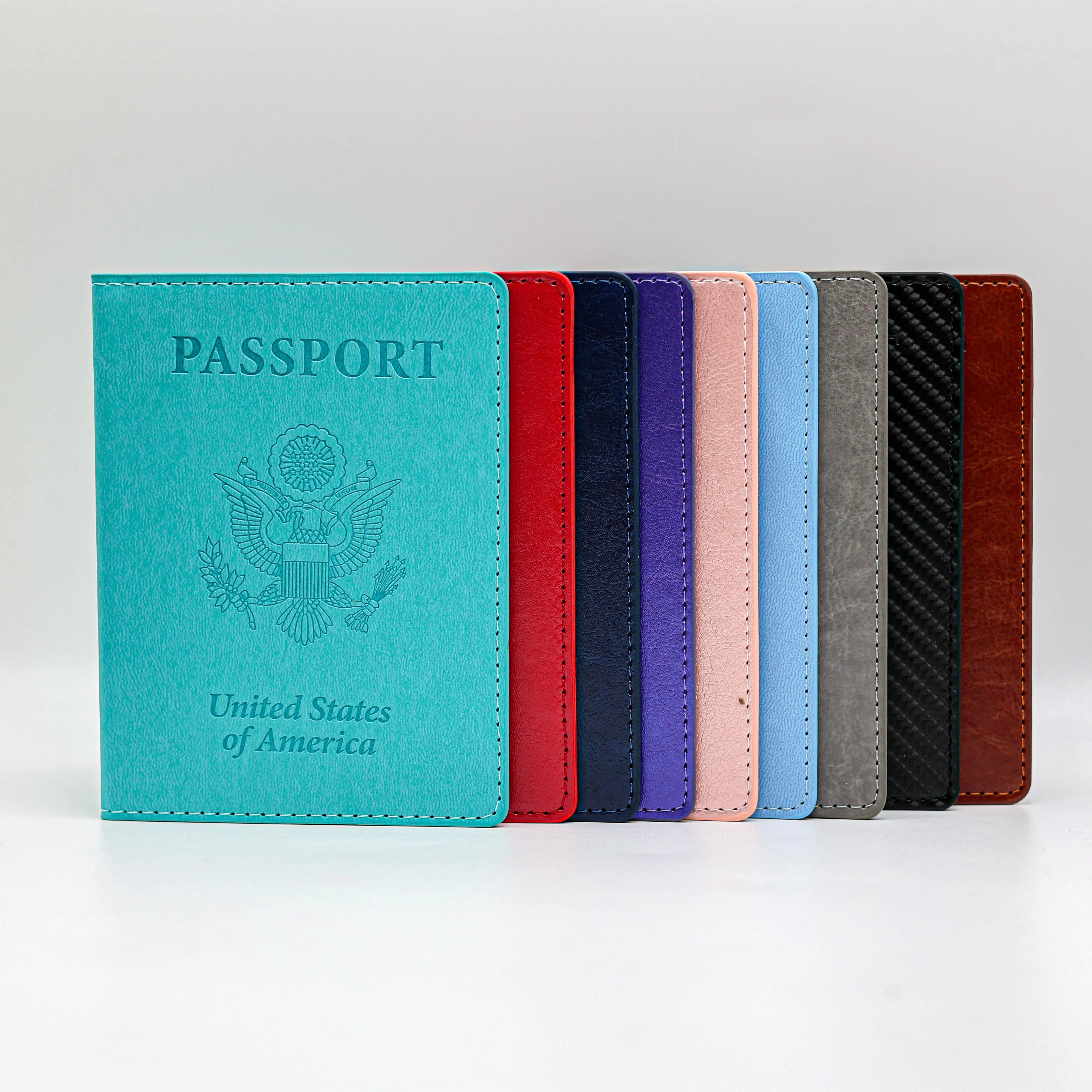 USA logo passport bags United States passport cover PVC travel wallet custom id card pockets thin PU passport holder leather
