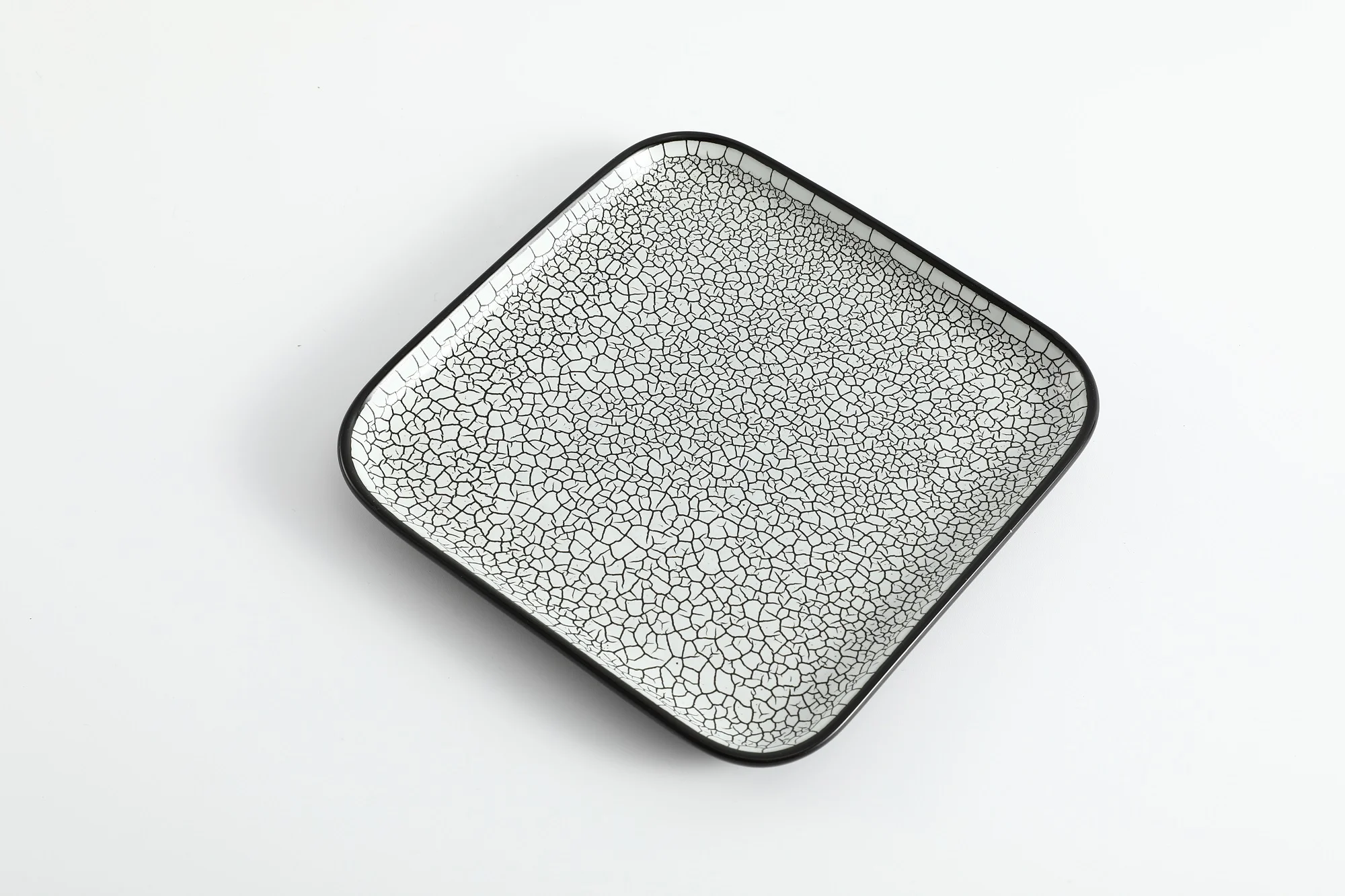 Tivray Japanese Style Main Dish Western Food Black Matte Crack Cantaloupe Stone Pattern Porcelain Ceramic Dinner Dessert Plate