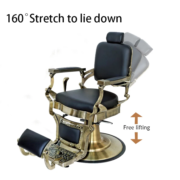 Antique White Gold Hydraulic Barber Salon Hairdresser Chair Furniture Set Chaise Salon De Coiffure Pour Enfant