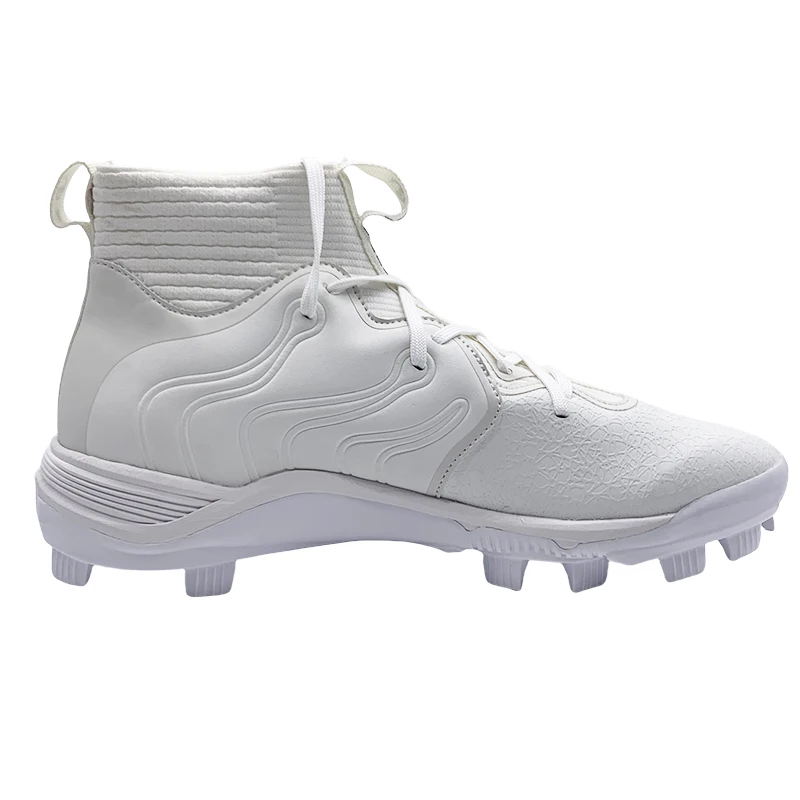 High top custom design wear-resistant non-slip long metal spike baseball shoes for men