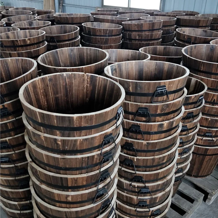 
Outdoor garden decor small hanging wooden mini flower pot 