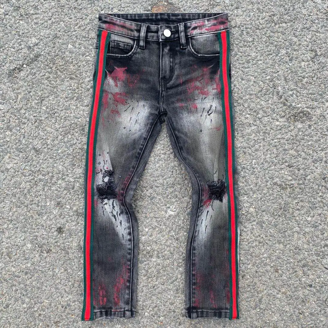 2024 New Style  Denim manufactured Customization 1-14 years old Kids Flared Fit Jeans Stacked Denim Jeans For Boys