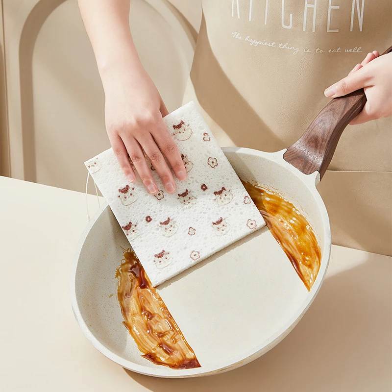 Hot Selling  Eco-Friendly Reusable Biodegradable Cellulose Material Dishwashing Cloth Kitchen Cleaning Towel Scouring Sponge