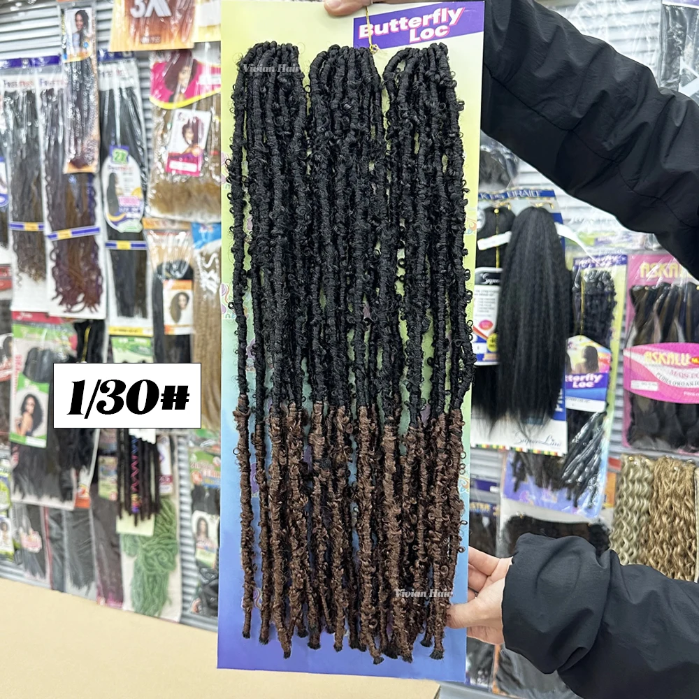Long pre looped butterfly loc 20inch 24strands/pack ombre colorful 3x butterfly locks braiding hair crochet hair extension