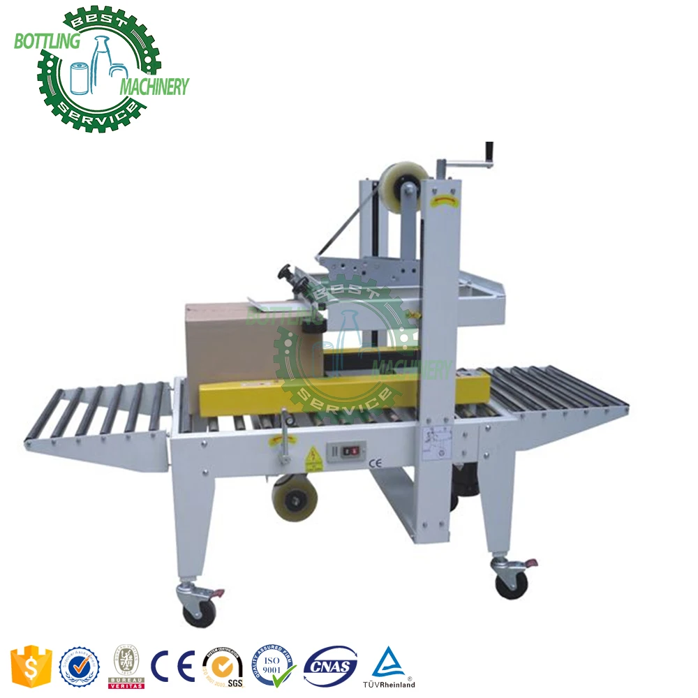 Durable automatic continuous cover blade folding width height adjustable case box carton sealer machine with roller conveyor