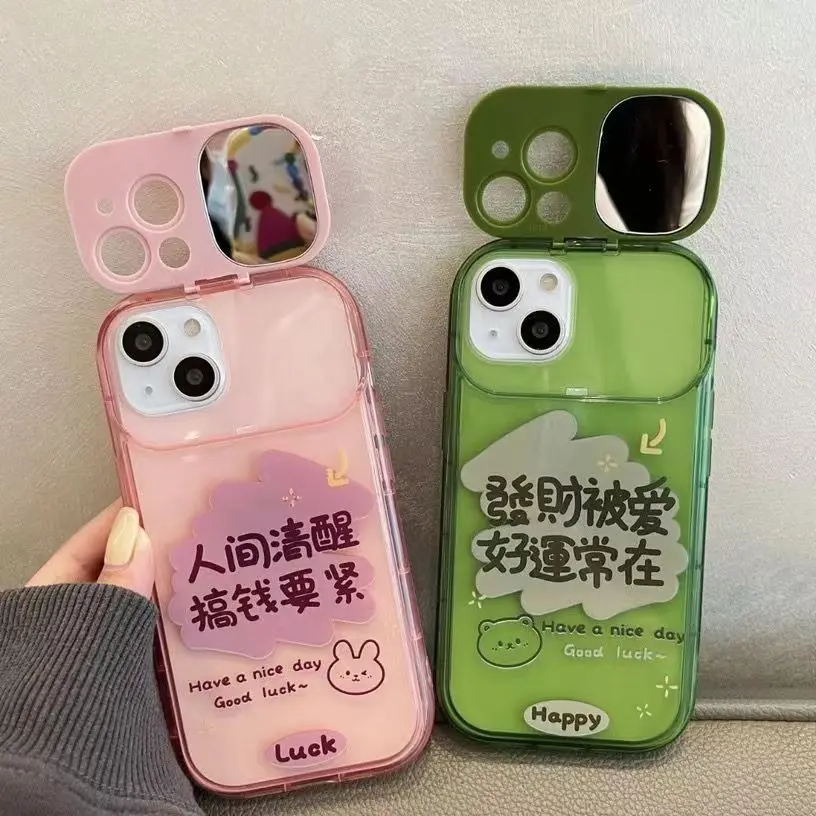 Individualized Customized OEM Mirror Stand TPU Mobile Phone Cover Case For Iphone X Xr XS 11 12 13 14 15 Pro Max