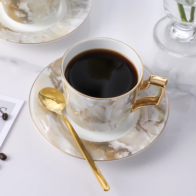 PITO Modern Luxury Tea Coffee Cups Arabic Coffee Set Tea Cup Ceramic Bone China Tea cup Set for Hotel Restaurant