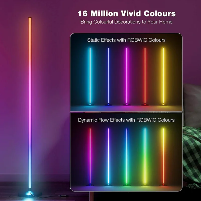 Cheap LED Standing Floor Lamp APP Control RGB Changing Color Wall Corner Effect Smart Decoration Ambient Lighting