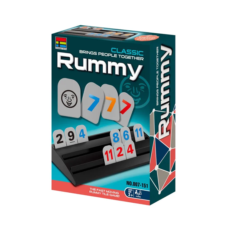 2-4 Players Rummy Game Set Indoor Fun Desktop Toy Children 106 Card Number Travel Set Plastic Rummy Tile Board Game