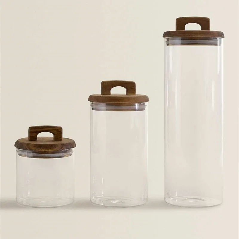 650ml 1400ml  1750ml 2100ml Candy Pasta storage container air tight glass flour canisters Top handle cookie jar