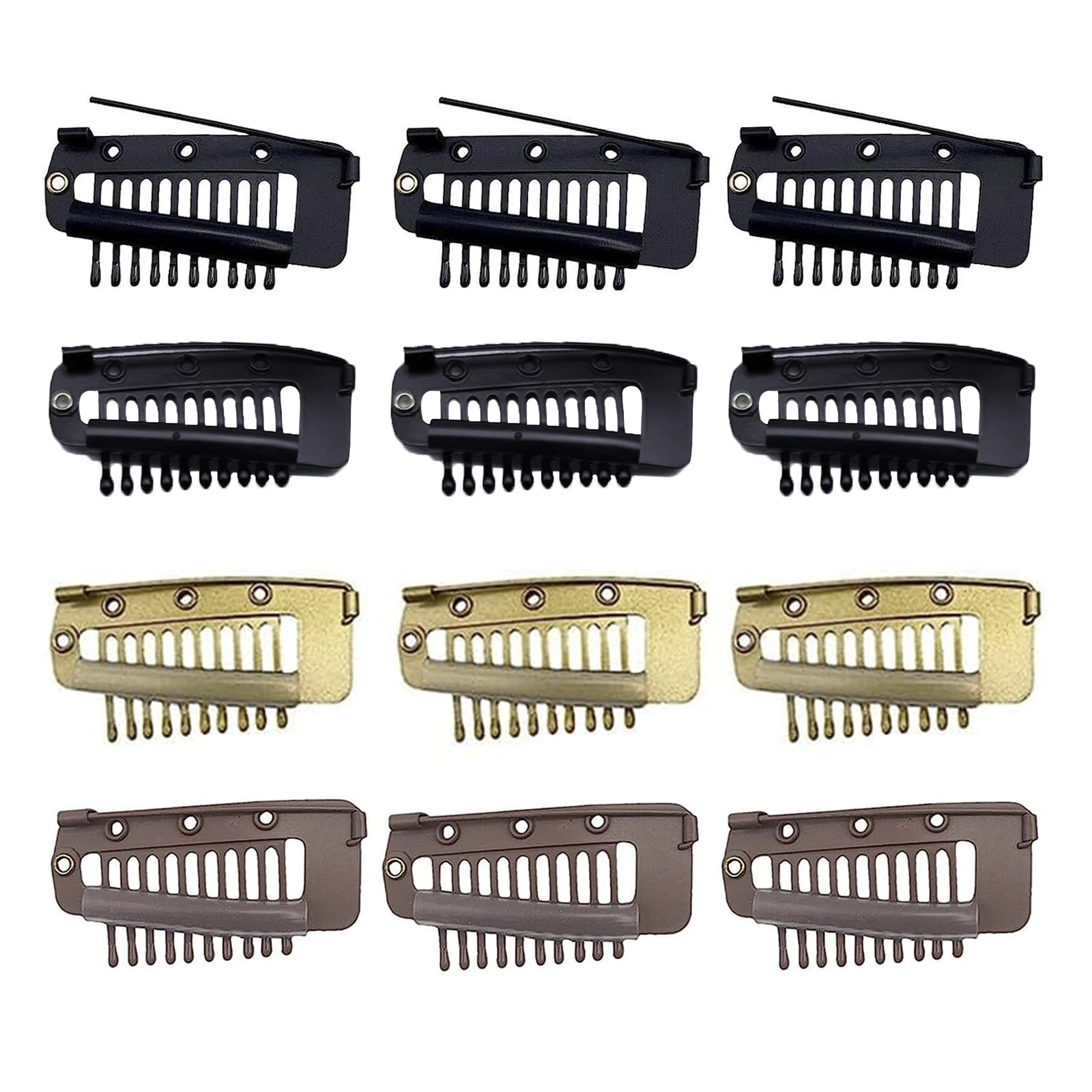custom Sturdy 3.6cm 10 Tooth wig Chunni hair clips Stainless Steel Weft Hair Extension Metal Clip Chunni Clips With Safety Pins