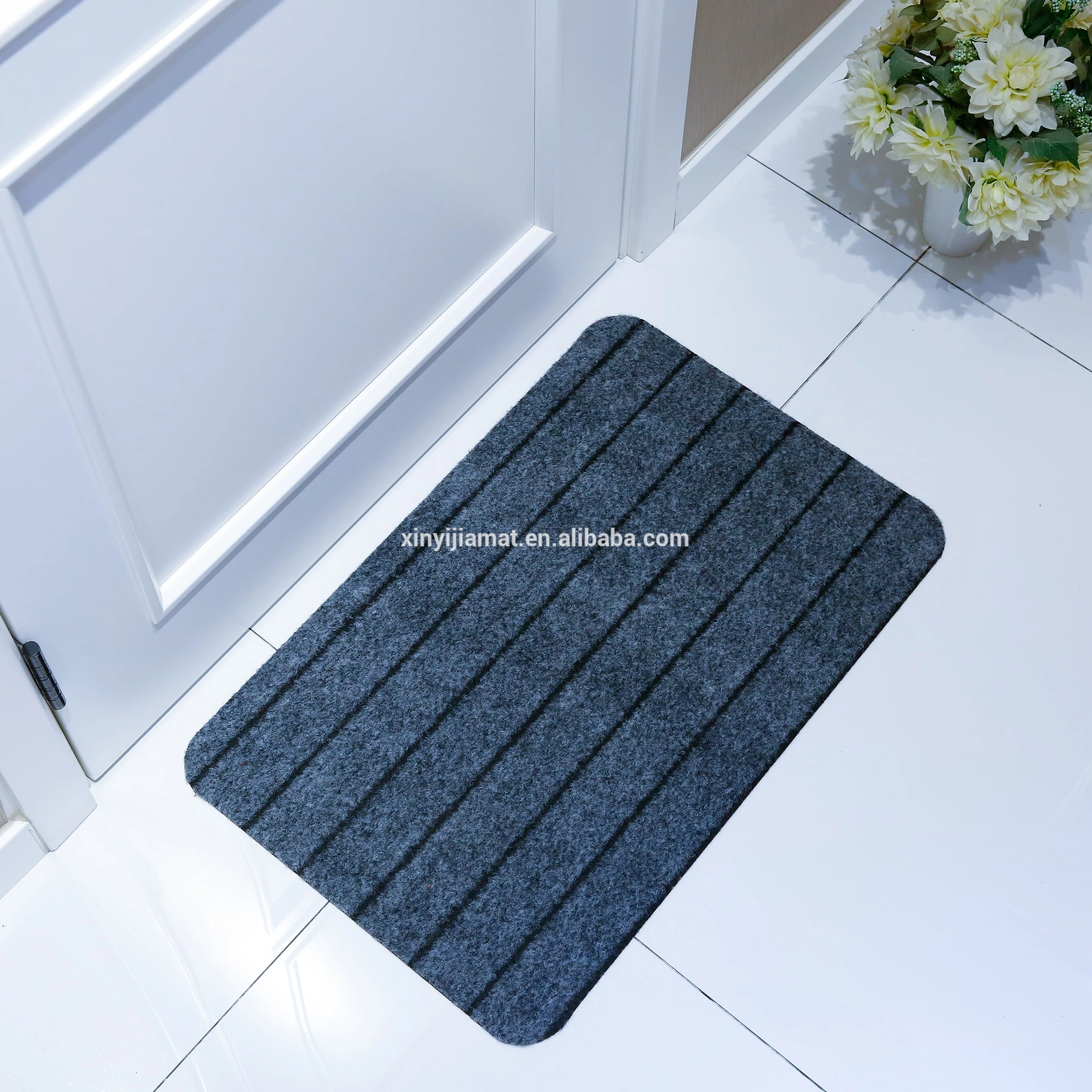 New arrival super anti-slip TPR backed plain velour kitchen mat
