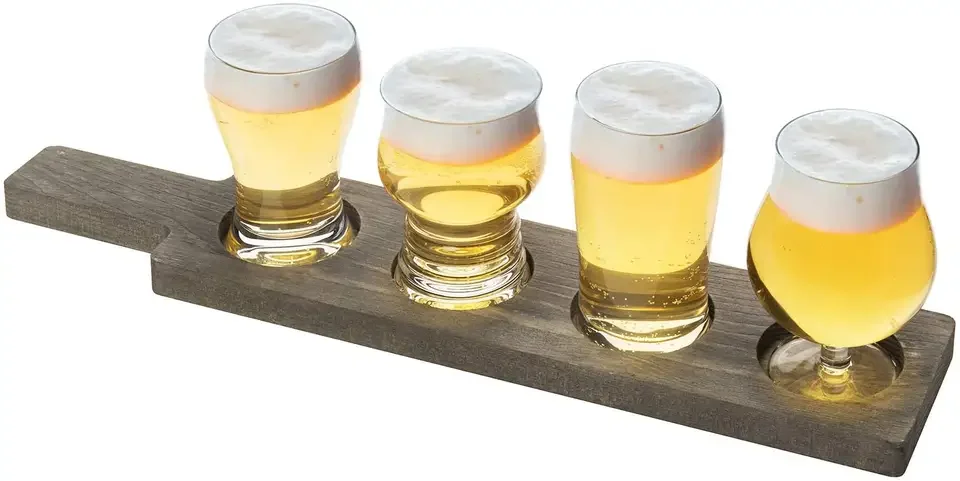 Wholesale Rustic Wood Tasting Sampler Paddle Design Beer Flight Board