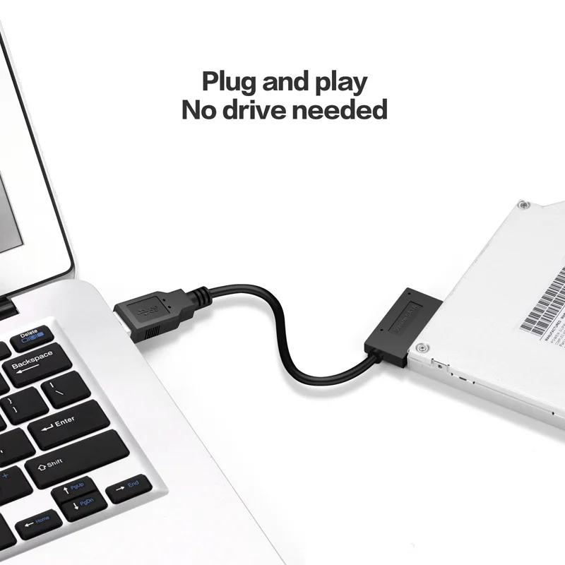 USB 2.0 To Mini Sata II 13Pin Adapter Converter Cable for Laptop CD/DVD ROM Drive Adapter Drive Cable for Notebook