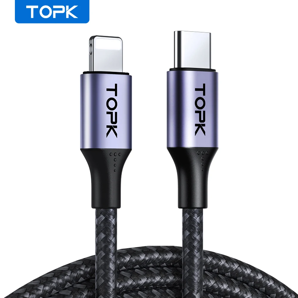 TOPK AP10 USB Type C к Lightning iPhone кабель PD быстрое зарядное устройство кабель для iPhone 12 11Pro Max