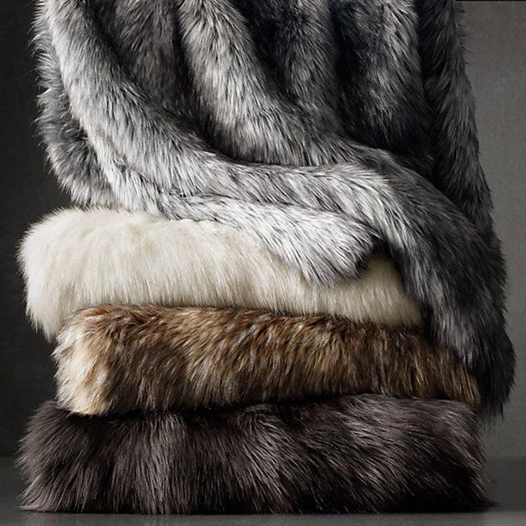 Grey Plain Heavy Thick Double Layer Faux Fur Throw Blanket